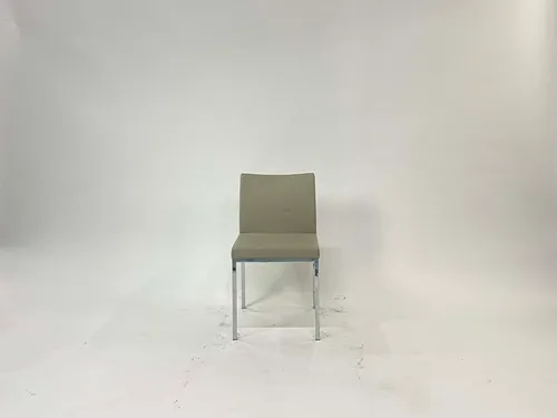 Grey Leather and Chrome Side Chair