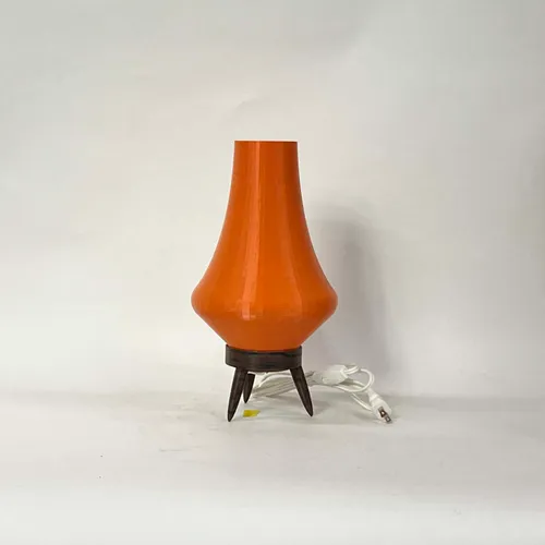 Orange Lantern Table Lamp with Wood Tripod Base - LI72