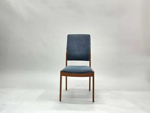 Blue Denim Side Chair with Wood Frame