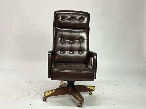 Espresso Brown Tufted Leather High Back Executive Office Chair