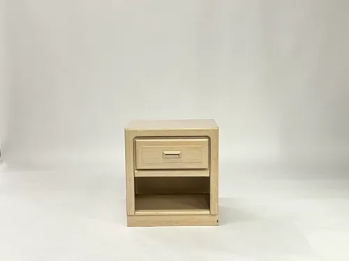 Bleached Oak & Gold Modern 1-Drawer Nightstand