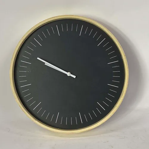 Modern Minimal Black & Wood Wall Clock - A734