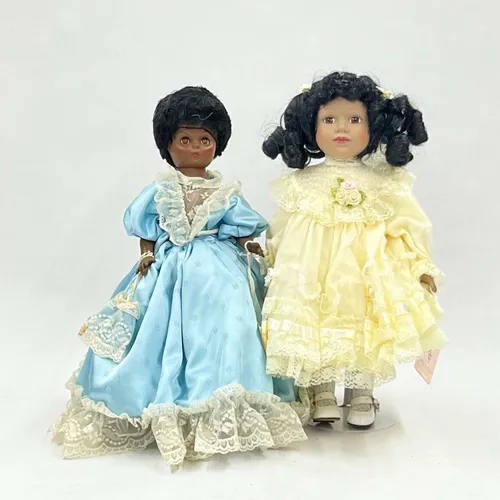 Porcelain Doll With Black Hair & Dark Skin - MOB276