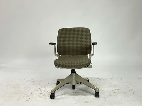 Vintage Brown Green Polka Dot Fabric Office Chair