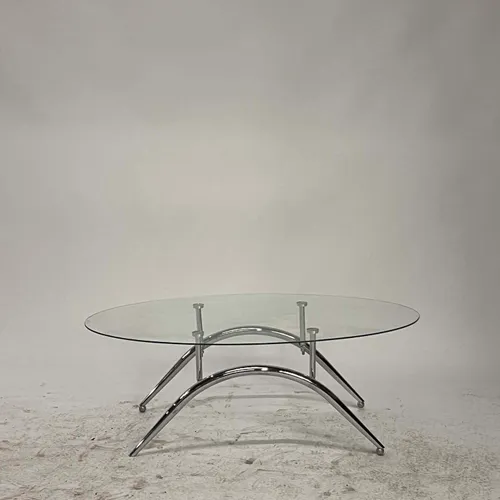 Chrome & Glass Oval Coffee Table - TA228118