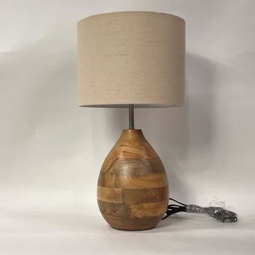 Wood Table Lamp with Beige Shade - LI133