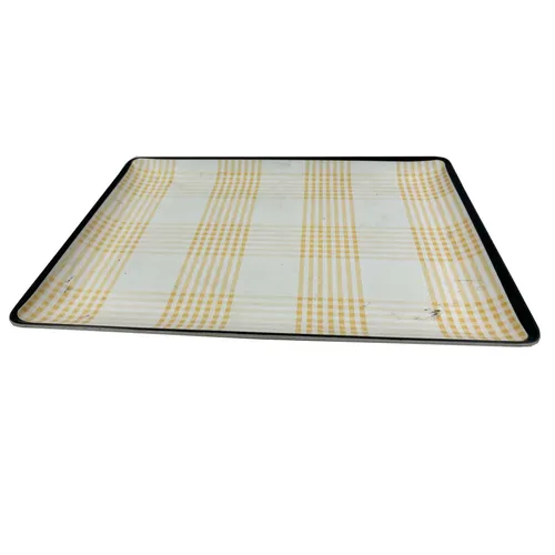 Yellow & White Plaid Tray - TR371