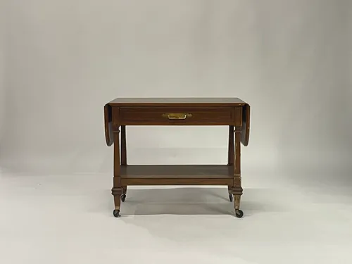 Antique Drop-Leaf Serving Console Table with Drawer