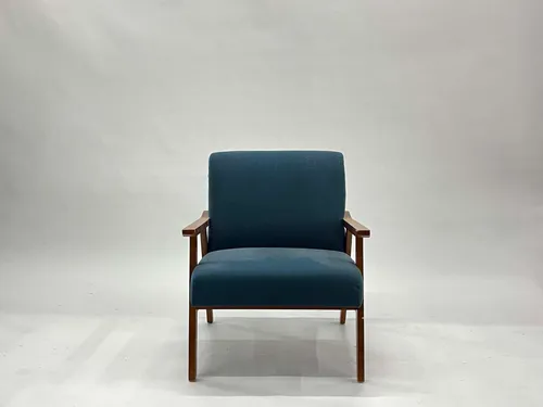 Teal Armchair with Wooden Frame