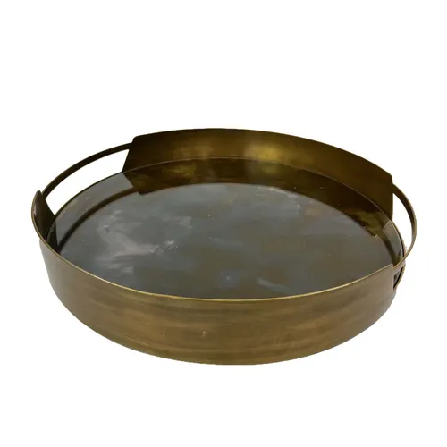 Round Aged Brass Tray - TR402