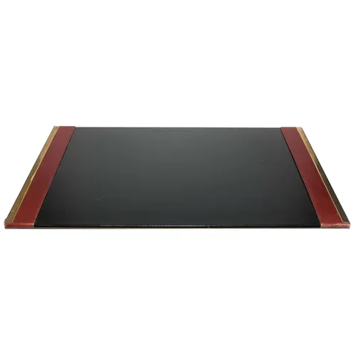 Vintage Black Leather Desk Mat With Red & Gold Accents - OFA505