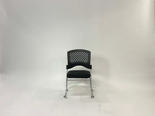 Perforated Black Plastic Upholstered Stacking Chair
