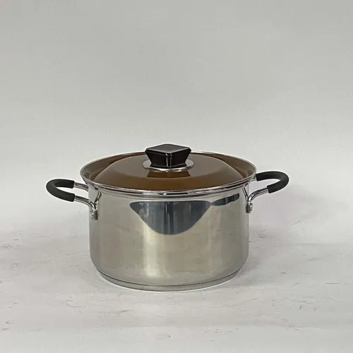 Stainless Steel Pop & Brown Stainless Lid & Black Handles - KT167