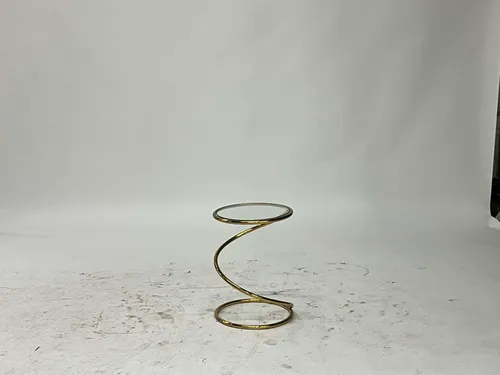 Vintage 1970s Pace Collection Brass & Glass Spring End Table