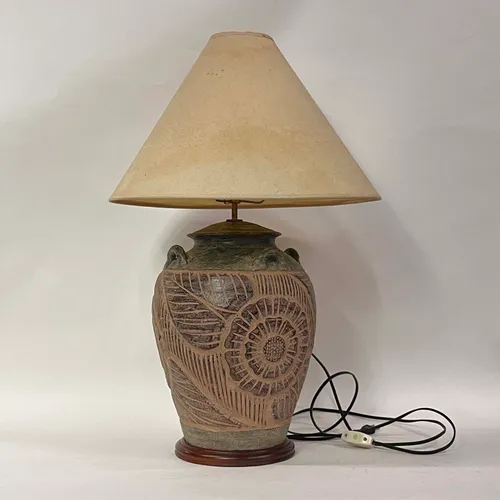 Green & Brown Floral Ceramic Jug Table Lamp - LI238