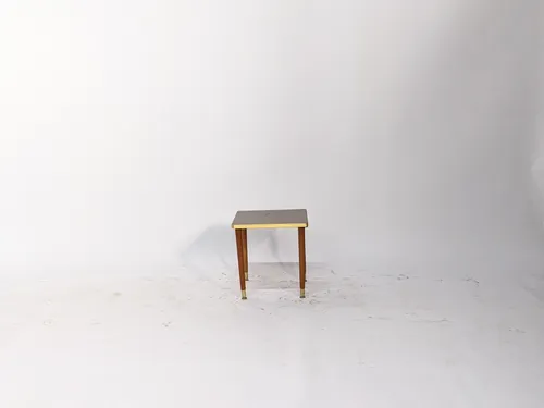 Square Walnut & Brass Edge Side Table