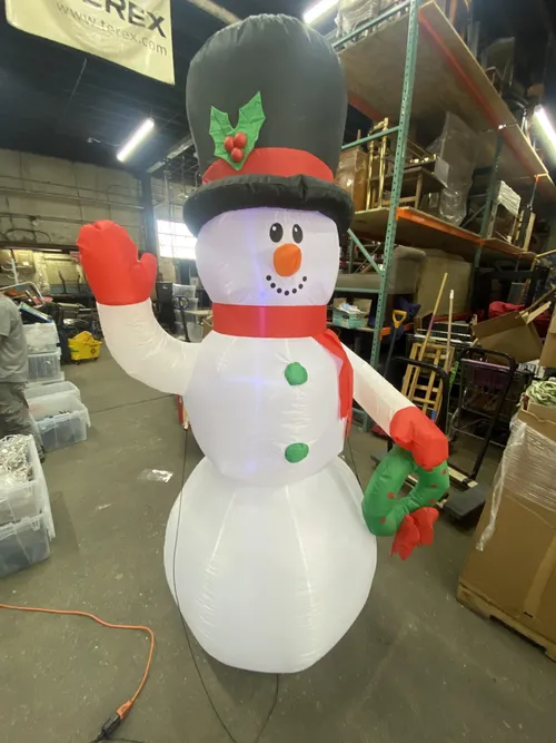 7' Inflatable Snowman with Wreath