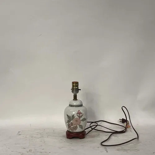 White Crackle Floral Ceramic Lamp - LI590