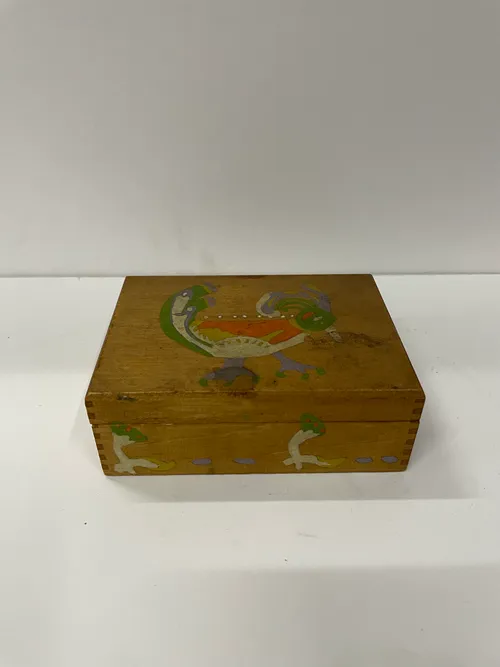 Wooden Box with Painted Top 