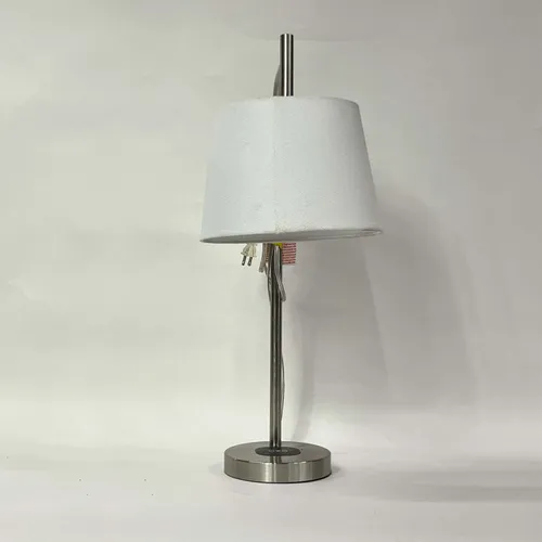 Silver Metal Table Lamp with White Shade - LI22