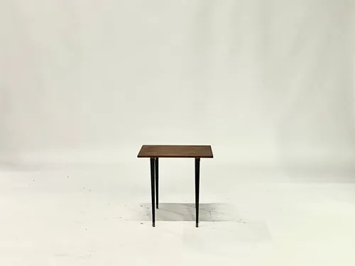 Wood Side Table with Black Tapered Legs