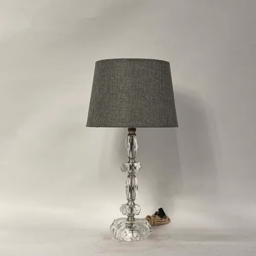 Crystal Table Lamp with Dark Gray Shade - LI281