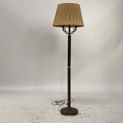 Antique Bronze Ornate Floor Lamp with Pleated Shade - LI395