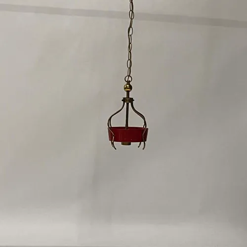 Antique Brass & Red Stripe Pendant - LI470