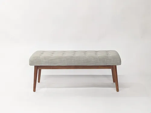Gray Upholstered Walnut Bench