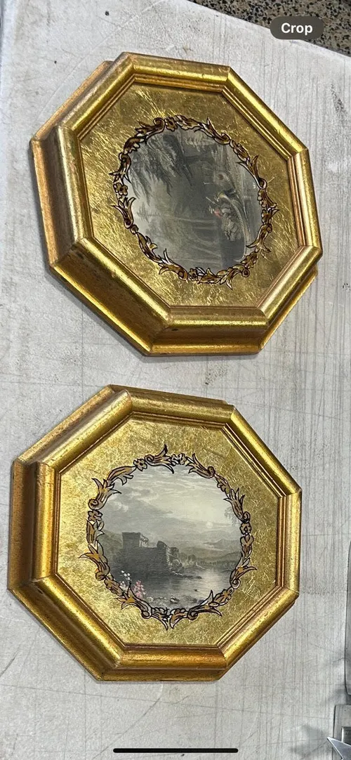 Antique-Style Painting Set in Golden Frames