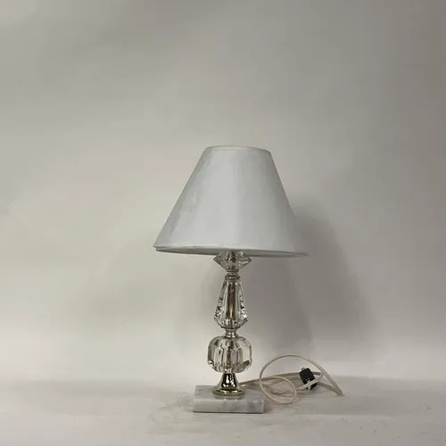 Crystal & Marble Table Lamp with White Shade - LI275