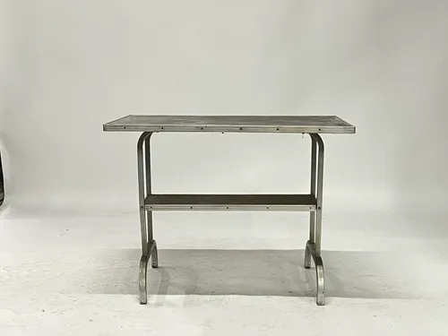 Black Top Silver Metal Lab Table with Shelf