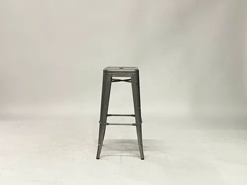 Gray Metal Stackable Bar Stool
