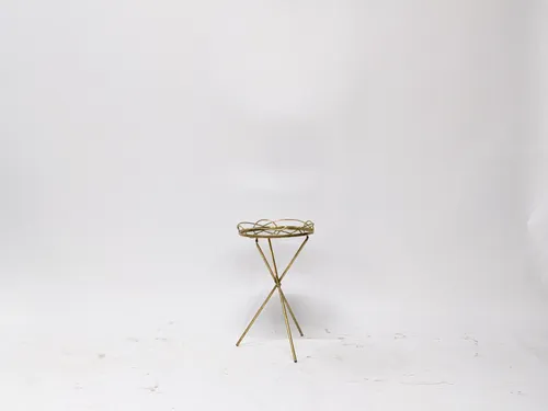 Vintage Italian Glass & Brass Tripod Side Table