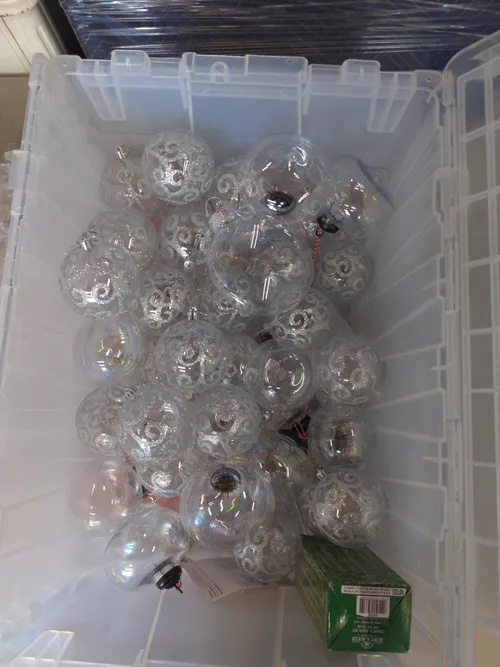 Bin of Assorted Clear Ornaments