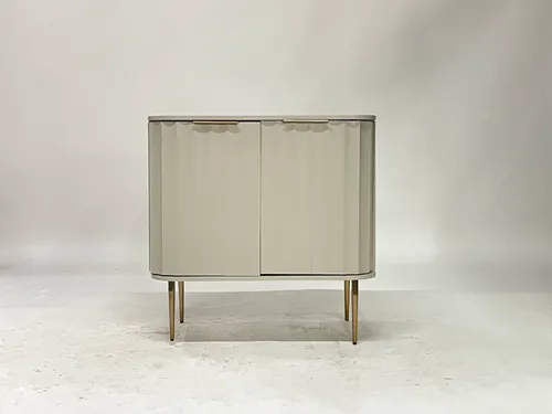 Light Gray & Brass Vivien Bar Cabinet
