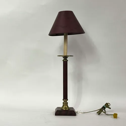 Marbled Maroon Candlestick Table Lamp with Matching Shade - LI65