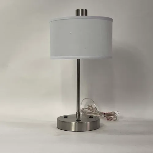 Silver Nickel Table Lamp with White Shade - LI263