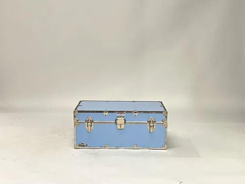 Baby Blue & Silver Lockable Footlocker Trunk