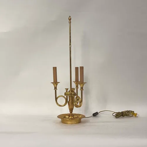 Antique Brass 3-Light French Horn Candlestick Table Lamp - LI334