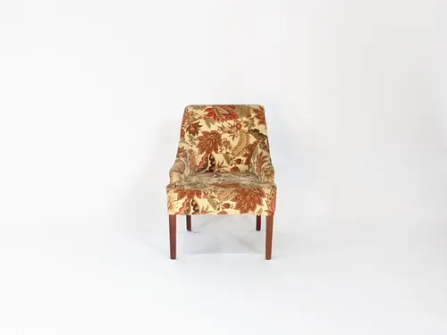 Orange Autumn Floral Velvet Side Chair
