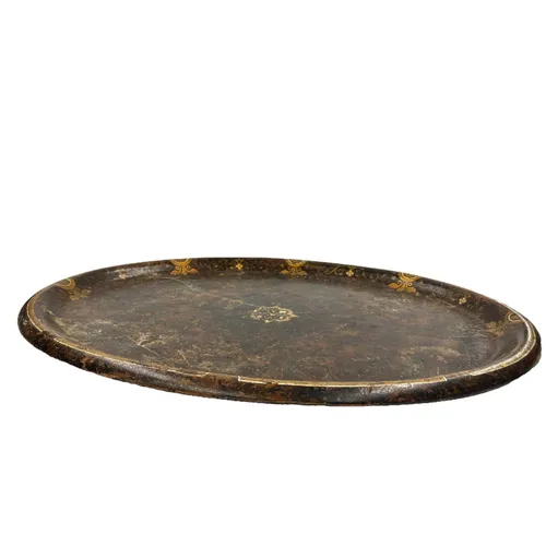 Antique French Oval Wood Tray - TR493
