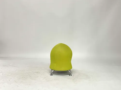 Modern Lime Green Bell-Shaped Stool on Metal Legs