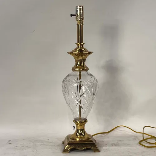 Antique Baccarat Style Crystal & Brass Table Lamp - LI586