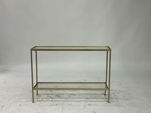 Brass & Glass 2-Tier Rectangle Console Table