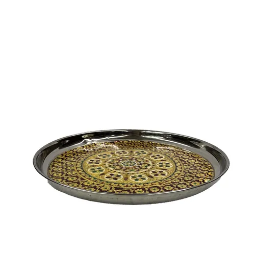 Metal & Jewel Round Tray - TR495