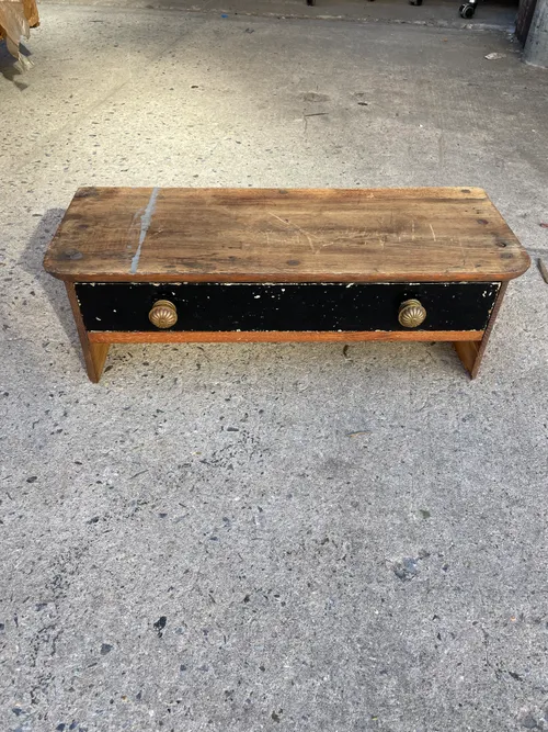 Wooden Shelf with Black Drawer