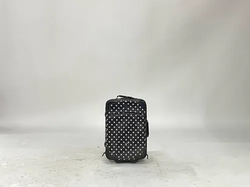 Black & White Polka Dot 2-Pocket Rolling Carry-On Suitcase