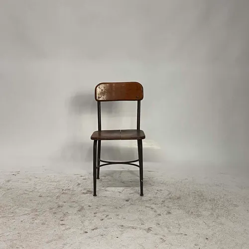Brown Metal & Wood Side Chair - SE228127