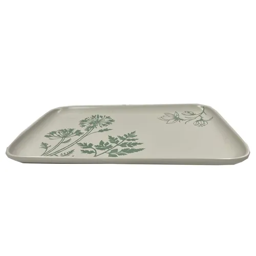 White & Mint Green Floral Ceramic Tray - TR439